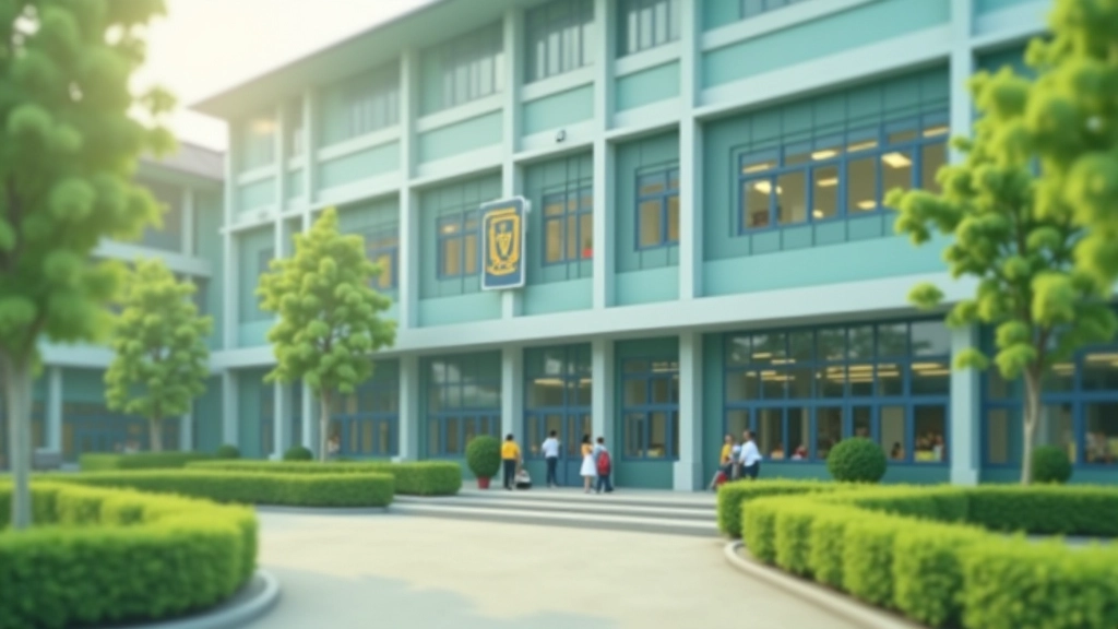 Private school campus with modern facilities and students engaging in classroom learning activities